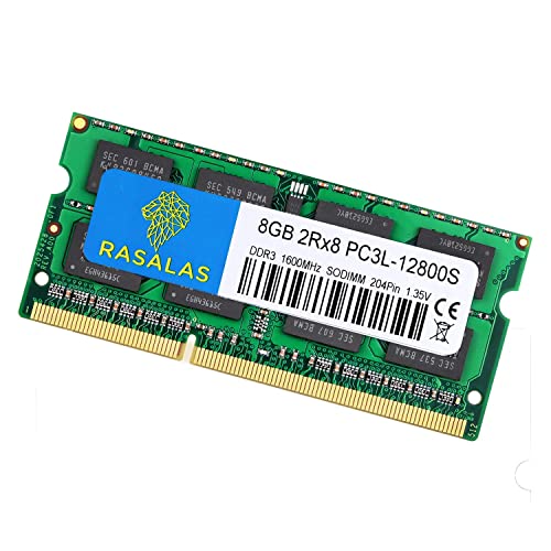 Image of Rasalas DDR3L-1600 16GB 2x8GB PC3L-12800S for RAM: DDR3L 1600MHz 8GB 2Rx8 PC3-12800 1.35V 204-Pin CL11 Non-ECC Unbuffered Laptop Memory Notebook RAM Module for Mac iMac pro Intel and AMD System