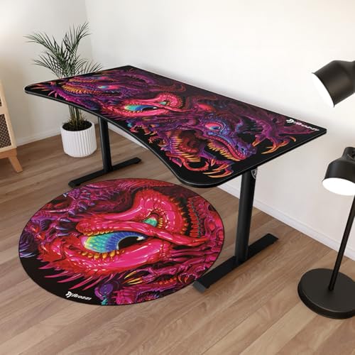 Image of Arozzi Arena Special Edition Ultrawide Curved Gaming and Office Desk with Full Surface Water Resistant Desk Mat Custom Monitor Mount Cable Management Cut Outs - Crawling Chaos