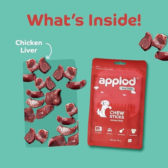 Image of Soft Chicken Liver Chew Sticks for Puppies, Adult & Senior Dogs | High-Protein Soft & Chewy Training Treats | Healthy Easy-to-Chew Dog Snacks | Pack of 2 | 70g x 2