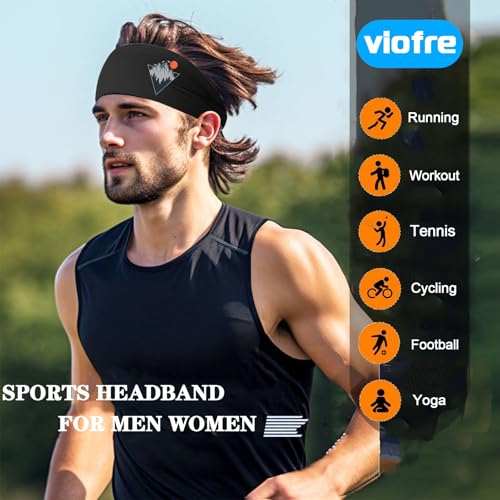 Image of 3pcs Sports Sweat Bands Headbands for Men Sweatbands Skull Workout Cooling Headbands for Men Women Running Headband Hairband Elastic Men's Head Sweat Band for Football