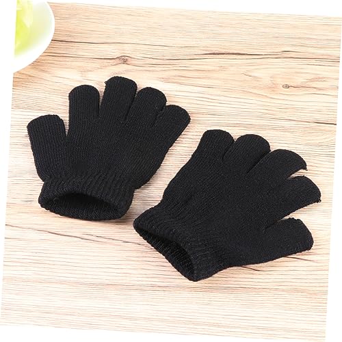12Pair Warm Winter Knitted Gloves Stretchy Full Finger Mittens for Boys for Outdoor Activities Play Black2