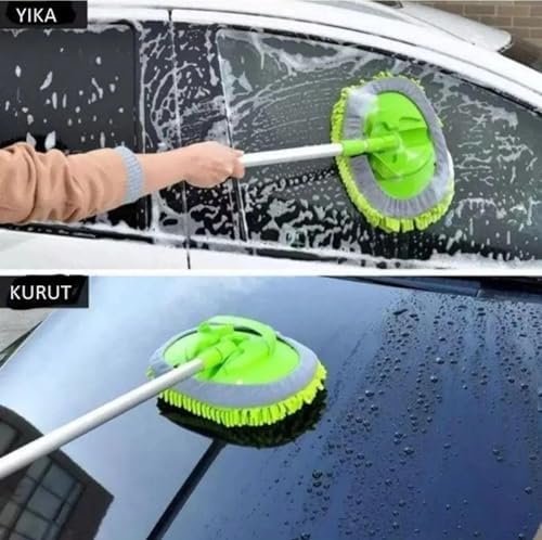 YunHan Araba Yıkama Fırçası,Araba Mopu, Paspas Temizleme Aleti Uzun Saplı Yıkama Detaylandırma Fırçası,Mikrofiber Temizleme Aleti Seti Fırça Silgi Için Arabalar Araç İçin Çiziksiz Temizleme Seti - Görsel 5