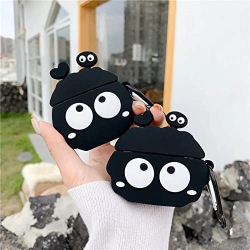 Image of for Airpods Pro 2019 Pouch Case Cover Headphones Soft Silicone Cartoon Character Cover with Keychain, 360-degree Protection (Black Funny)