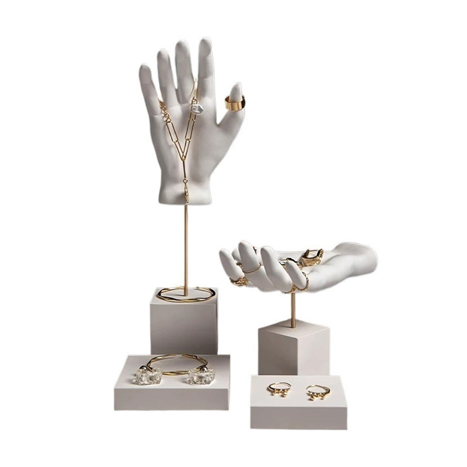 Estetyka 4 Pack Gypsum Hand Model Jewelry Display Stand Set