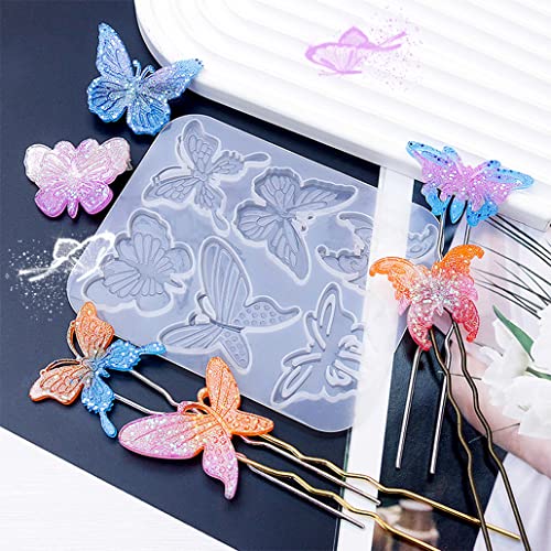 KyeeaDIY 3Pcs Hairpin Resin Molds DIY Butterfly Hairpin Hair Clip Jewelry Casting Molds 10pcs Hair Stick Hair Pin Silicone Moulds for Epoxy Crafts Girl Women Jewelry Making Supplies - Image 3