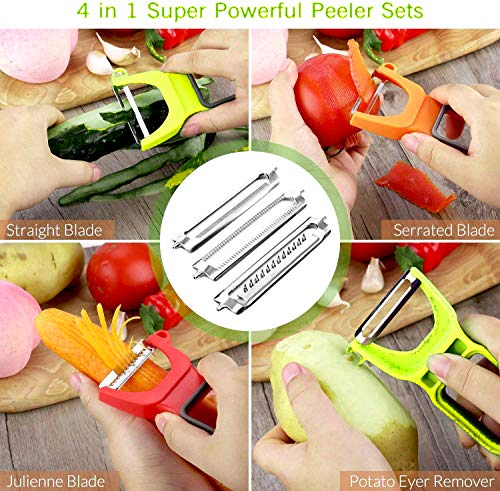 3PCS Peeler Slicers Shredders for Fruits and Vegetables with Spiralizer, Julienne, Cutter and Grater Kitchen Helper, Potato Fruits Peeler Cabbage Stainless Steel Shredder Slicer - Thumbnail 3