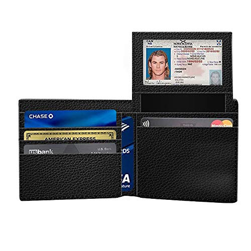 (Doberman Pinscher-1 Front Pocket Slim Bifold Leather Wallet RFID Blocking with ID Window for Men3