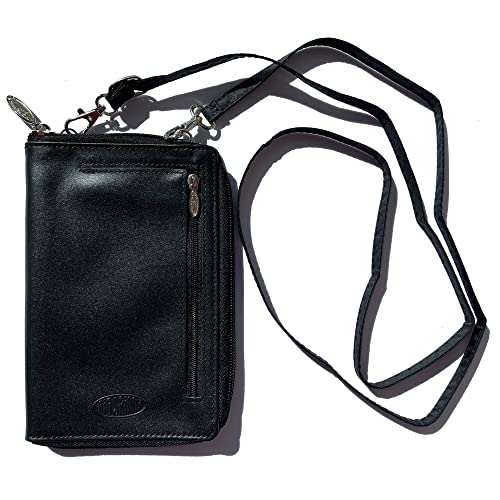 Big Skinny RFID Blocking Cambridge Crossbody Phone Wallet (Leather, Tuxedo Black)2