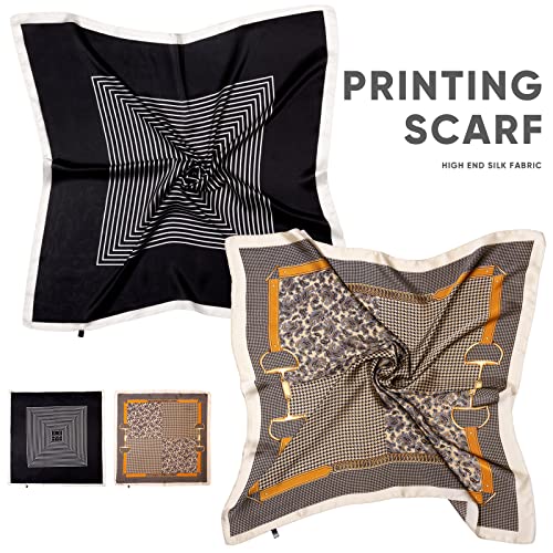 Bestshe 27.5" Satin Square Head Scarves - 2Pcs Silk Like Neck Scarf Hair Sleeping Wraps For Women Gift Packed #TOP1