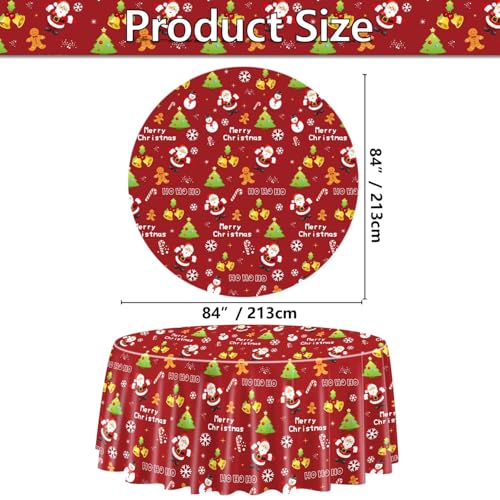PTECDROTS 3Pcs Christmas Tablecloths Round Christmas Table Decorations Red Xmas Theme Table Cover for Winter Holiday New Year Christmas Party Supplies - Image 2