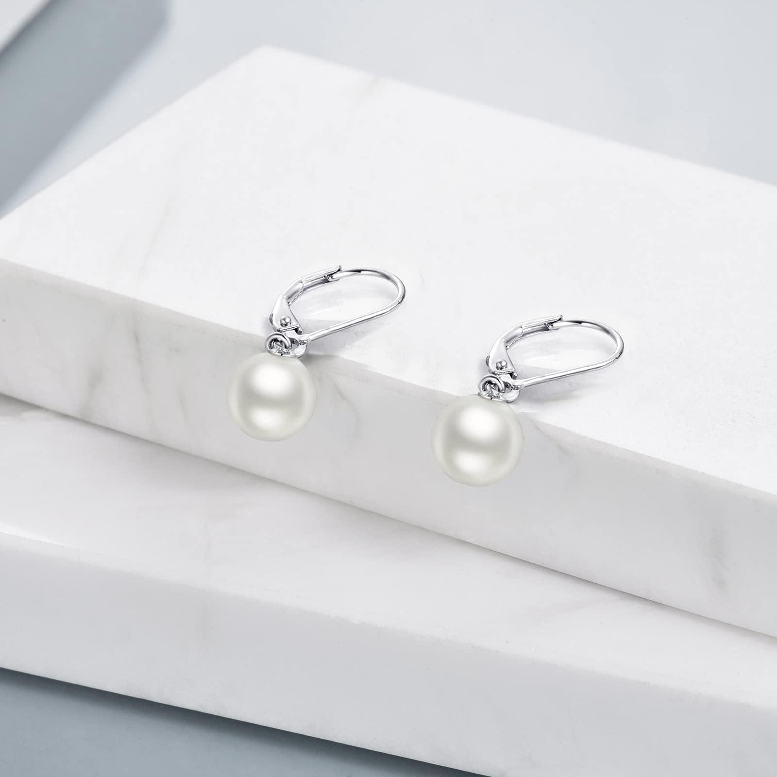 VONALA Perle Ohrringe Sterling Silber, Hängend Ohrringe Schmuck Geschenke für Damen und Mädchen