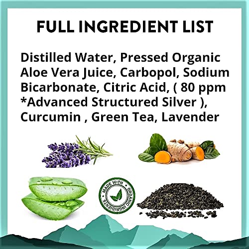 Colloidal Silver Gel - 4 Oz -Ph Balanced, With Aloe , Curcumin & Green Tea - Advanced 80 Ppm Structured Silver Gel In Contamination Proof Container, First Aid, Burns, Sore Joints & More #TOP1
