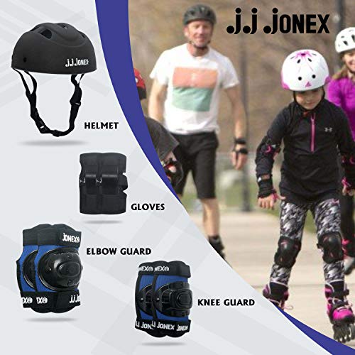 Image of JJ JONEX Protective Set Skating and Cycling Guard Combo Medium Black /Blue MYC