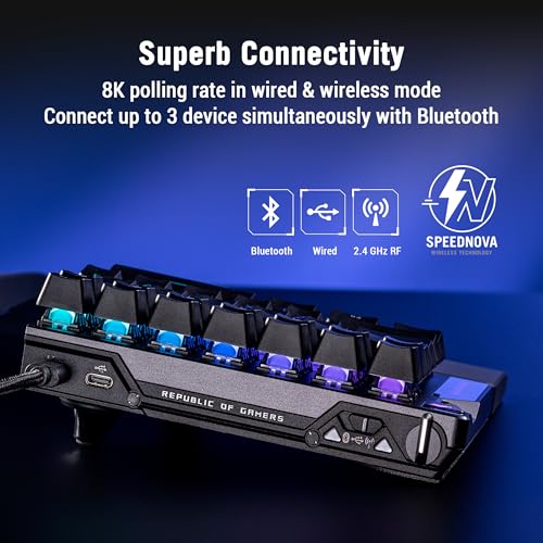 ROG Falcata, Tastiera Split Gaming al 75%, Switch magnetici ROG HFX V2, Sensori ROG Hall, Pulsante Multifunzione, USB-C 2.0, Bluetooth 5.0 e 2.4GHz, Connettività Tri-Mode, Armoury Crate, Nera - Tastiera gaming - Immagine 5