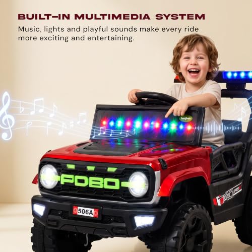 Image of Baybee Copster Electric Jeep for Kids | Battery Operated Ride-on with Lights, Music and Swing Mode | Ride on Toy Electric Car with Parental Control | Rechargeable Kid Car to Drive 3 to 8 Years(Red)