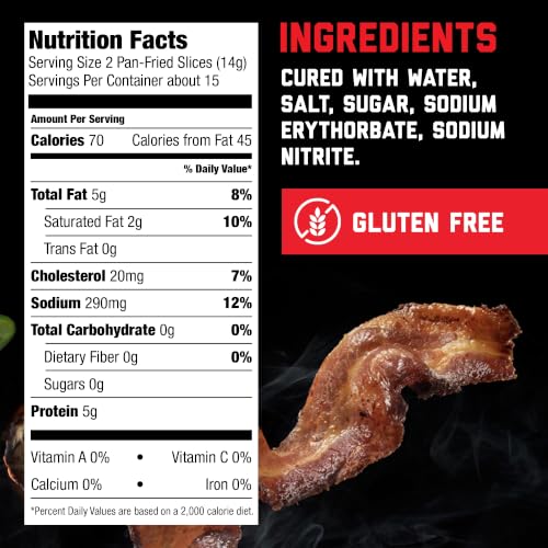 Image of HORMEL BLACK LABEL Thick Cut, Fully Cooked Bacon 2.52oz | For Ready to Eat Meals, No Refrigeration Needed, Gluten-Free