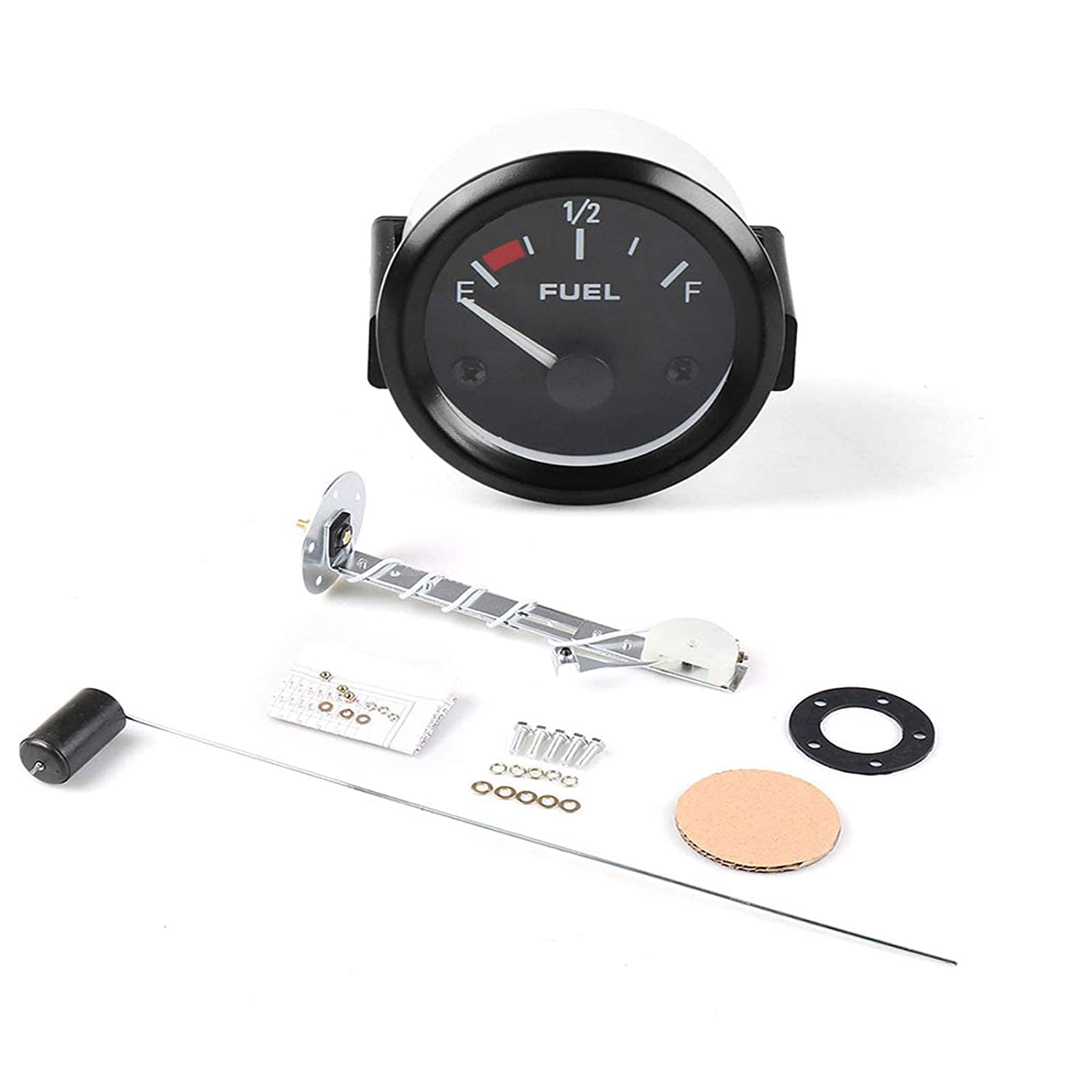 Fuel Level Gauge 2" (52mm) E-1/2-F Pointer DC 12V Universal Fuel Tank Meter with Fuel Sensor Kit LED Display Replacement Fuel Gauge for Car RV Yacht Boat Motorcycle