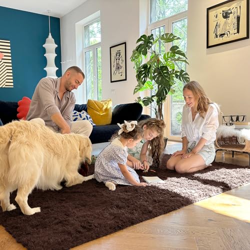 OLANLY 5x8 Fluffy Soft Area Rugs for Bedrooms Coffee Washable Rug by OLANLY - Used condition - Image 6