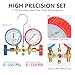 3 Way AC Gauge, HAVC Manifold Gauge Set for R134a, R410a, R22 Refrigerants, with 5FT Hoses, Quick Couplers, Acme Adapter and Can Tap for Automotive AC System