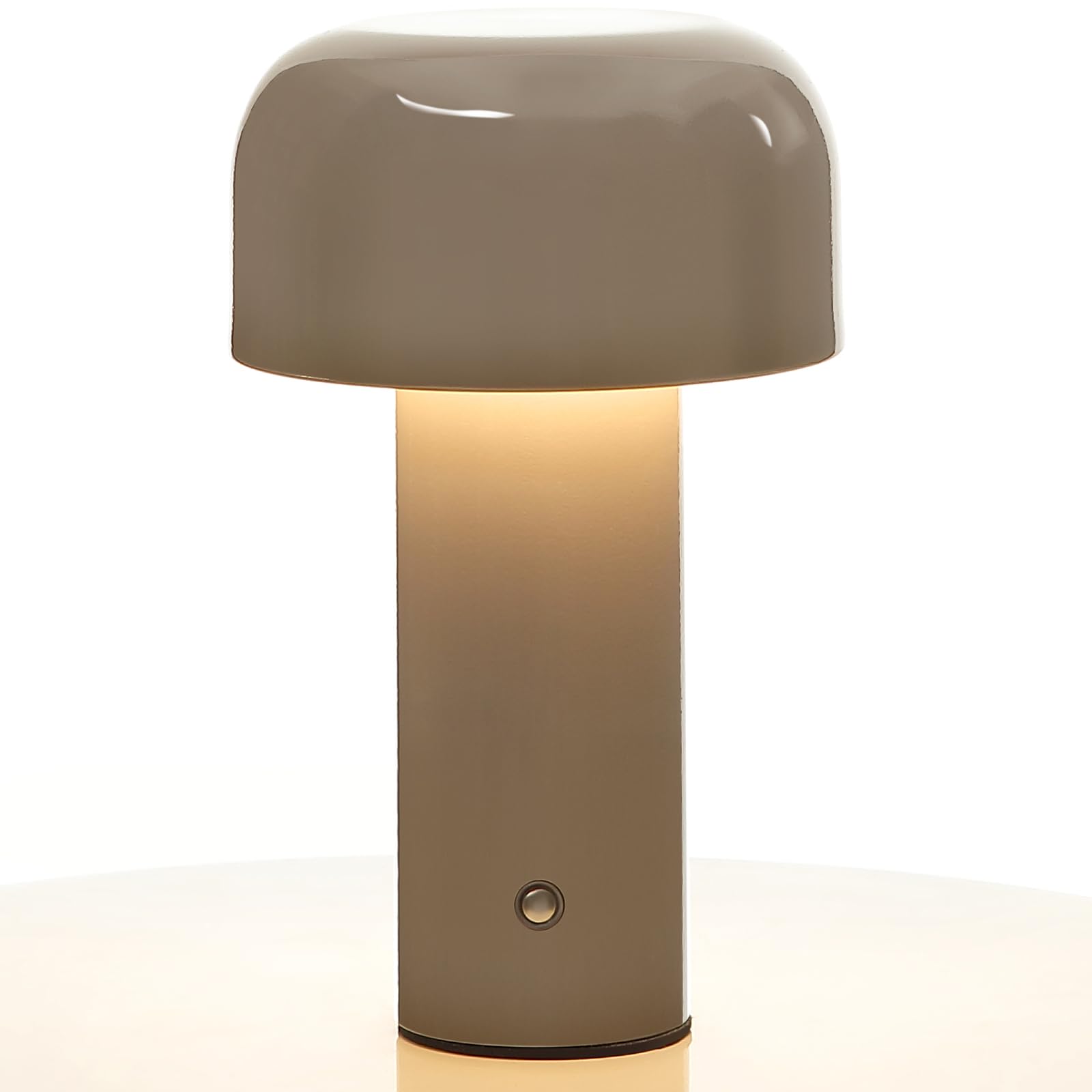Glivpny Modern Mushroom Table Lamp, Rechargeable LED Night Light with 3-Level Dimming, Bedside Lamp for Indoor/Outdoor, Restaurant, Bar, Coffee Shop (Light Gray), HJ-JS001