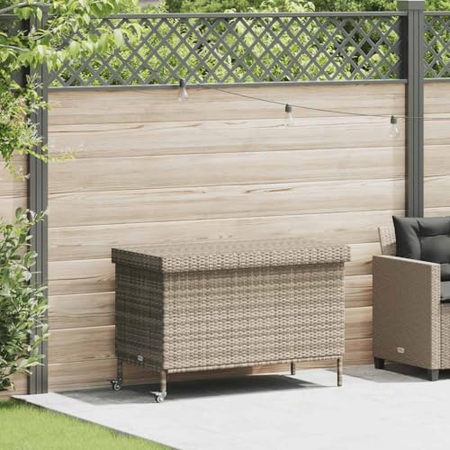 Genérico Baúl jardín con Ruedas Gris Claro 110x55x73 cm ratán sintético,Mobiliario,Muebles de jardín,Cajas de almacenaje para exteriores-4103830
