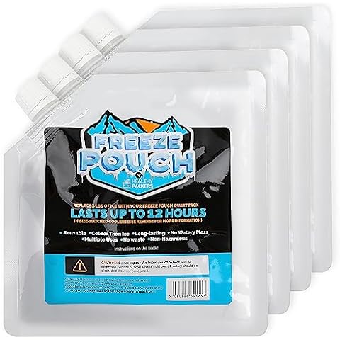 Healthy Packers Reusable Ice Packs - Freeze Pouches - Long-Lasting for Lunch Bags, Boxes - Cooler Accessories for School, Camping, Fishing (Small 4-Pack) Cover