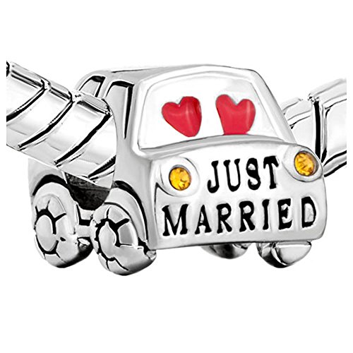 European Just Married Charm Bead Spacer for Snake Chain Charm Bracelet - Main Image