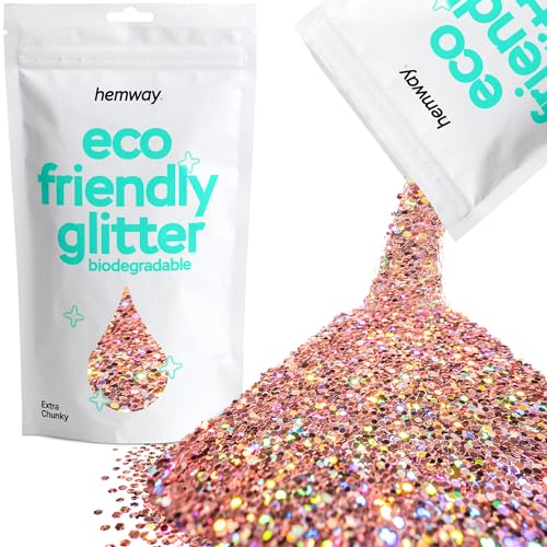 Biodegradable Glitter Rose Gold Holographic 100g / 3.5oz Eco Friendly Extra Chunky Bio Eco Glitter Vegan for Festival Art Craft Hemway