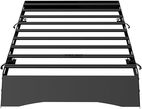 Modular Window Frames Roof Rack Cargo Basket Black Steel with Wind Fairing - Compatible with 2016-2023 Toyota Tacoma Double Cab Models Automatic Transmission