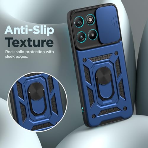 Image of AIBEX Back Cover for Motorola G57 Power 5G / Motorola G67 Power 5G | D10 Tough Armor Case | Sliding Camera Shield | 360 Protection | Kickstand Ring Holder | Military-Grade Bumper Case - Blue