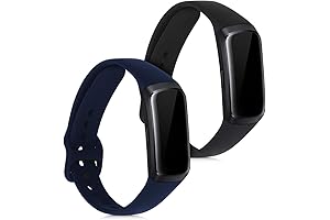 kwmobile Black & Dark Blue Fitness Straps Compatible with Samsung Fit Band