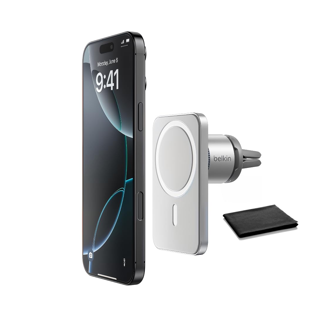 Belkin MagSafe Car Vent Mount Pro Magnetic Phone Holder for iPhone 16 15 14 13 12 Secure Grip