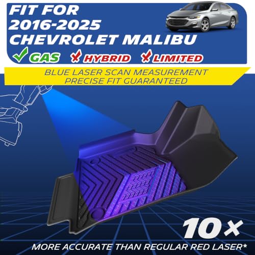 Image of Michelin Vehicle Mats for 2016-2025 Chevrolet Chevy Malibu, Non-Slip | Not Fit Hybrid /Limited, Custom Fit Floor Mats & Trunk Mat, All-Weather TPE Liner Full Set Accessories, 4PCS, Premier