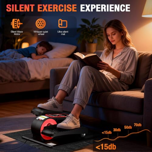 Image of Under Desk Elliptical Machine, Electric Elliptical Leg Exerciser for Senior | Quiet and Compact Electric Seated Pedal Exerciser for Home with Monitor, Remote Control and 12 Adjustable Speeds
