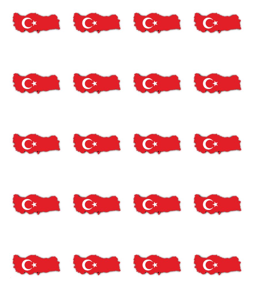 20 x 25mm Turkey TR Silhouette Flag Stickers for Car, Laptop and More