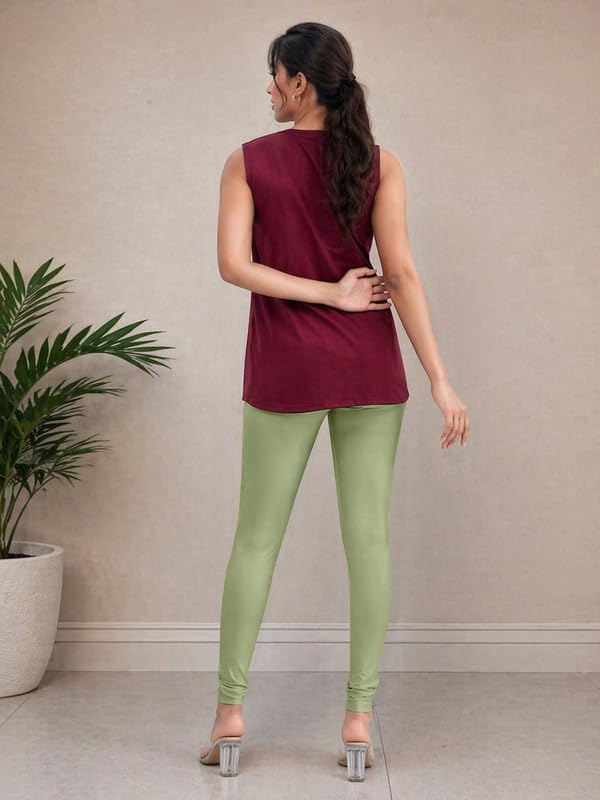 Image of TRENDMALLS Women's Microfiber Elastane Stretch Soft Churidar Length Leggings with Ultrasoft Waistband