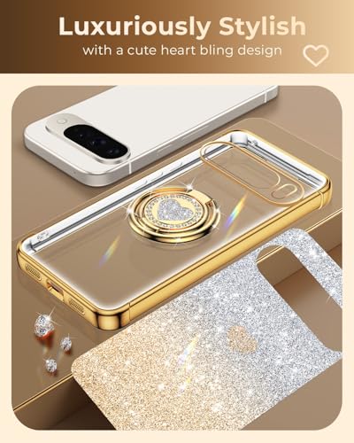 Coque Google Pixel 10 scintillante avec support double anneau robuste - 5