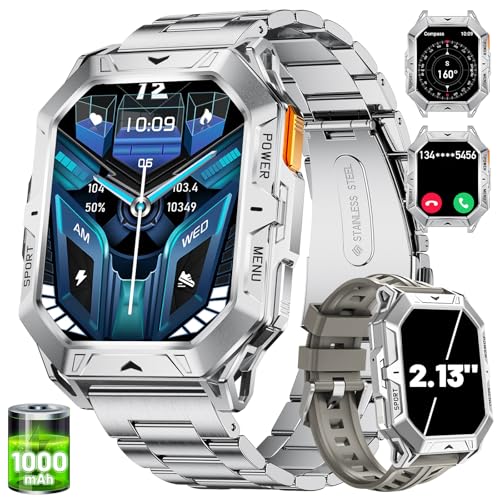 Image of LIGE Smart Watch for Men with Make /Answer Call, 2.13 inchAMOLED Screen Fitness Watches for Men with 1000mAh Battery, 5ATM Swimproof Smartwatch, 110 Sports Modes Fitness Tracker, Heart Rate /Sleep Tracking