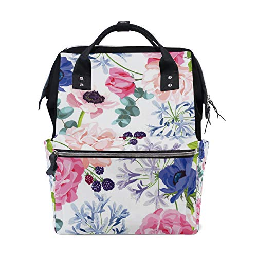 Mochila de verano clásico floral de gran capacidad, bolsa de viaje multifunción para momia mujeres, Multi6, Una talla