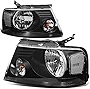 DNA Motoring HL-OH-F1504-BK-CL1 Black Housing Headlights Replacement Compatible with 04-08 F-150/06-08 Mark LT