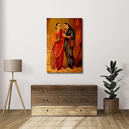 Image of Sikhash Raja Ravi Varma Canvas Paintings Classic Art, Indian Art, Famous Artist, Wall Painting for Living Room, Bedroom, Office, Unframed, Multicolor Fabric Size - 12x8 inches (30x20 cms, Draupadi Sudeshna)