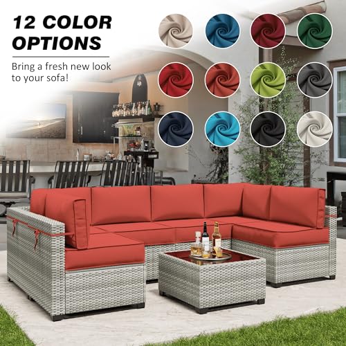 Snubbull 14-CUSHIONS-TERRA RED 14 Pcs Outdoor Cushion Slipcovers Outdoor Patio Cushion Covers Replacement Waterproof With Zipper For Outdoor Furniture thumb #6