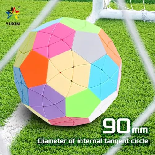 Image of YuXin 12-Axis Soccer Megaminx Speed Cube | 32-Face Truncated Icosahedron Shape Mod | Professional Stickerless Football Puzzle, Smooth Curved-Cut Design, 90mm Large, Collector's Series