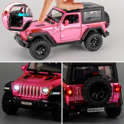 Modelo a Escala 1:32 Wrangler Rubicon Rosa con Sonido y Luz miniatura 3