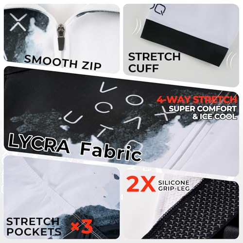 VOXCAUTQ Triathlon Anzug Herren Einteiler Kurzarm - Skinsuit Radtrikot mit dickem Sitzpolster,3 Taschen,Atmungsaktiv Schnell Trocknend für Schwimmen,Radfahren,Laufen (Typ-10,XL)