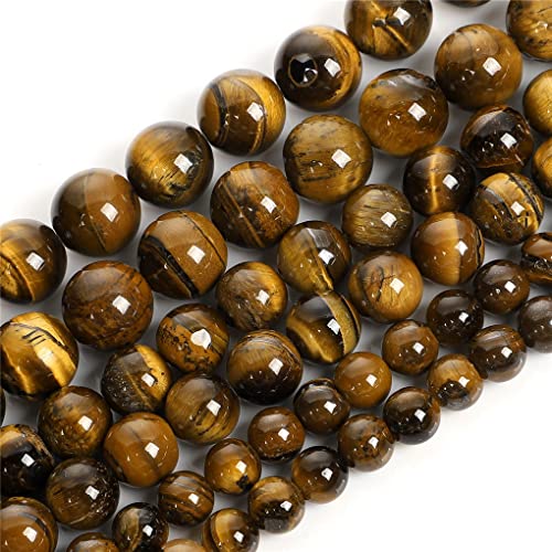 Perles oeil de tigre jaune véritable Hamthuit 12mm de qualité ronde - 3