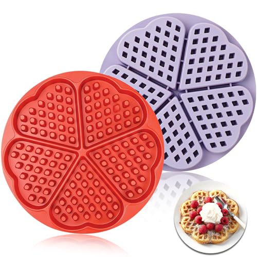 AiQInu 2 Moules Gaufres en Silicone pour Air Fryer, Cœur Antiadhésif, Lavable Lave-Vaisselle, Multifonction (Gaufres & Muffins)