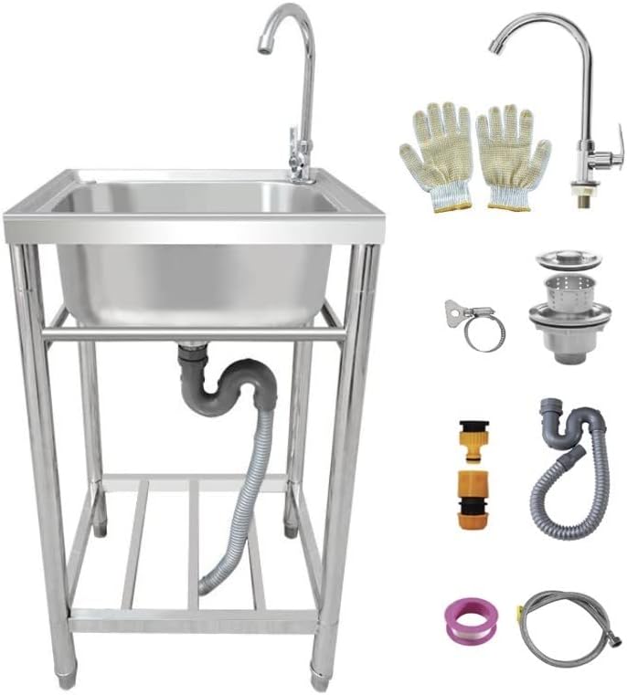 WXQ 流し台 ステンレス製 蛇口水栓付き 蛇口左右に付けれる 屋外 簡易