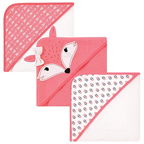 Image of Hudson Baby Unisex Baby Cotton Rich Hooded Towels, Girl Fox, One Size