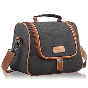 HOMESPON Insulated Lunch Bag for Man Fashionable Cooler Tote Reusable Lunch Box Container with Shoulder Strap for Work Picnic or Travel (Dark Gray)